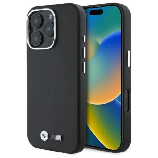 Eredeti BMW Hardcase M Smooth Teljesen Befedő Fém iPhone 16 Pro tok fekete