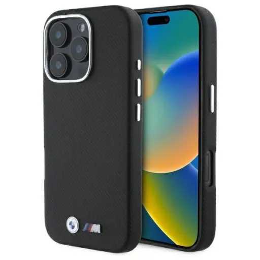 Eredeti BMW Hardcase M Edition Fémmel Borított Kevlár Tok iPhone 16 Pro Fekete