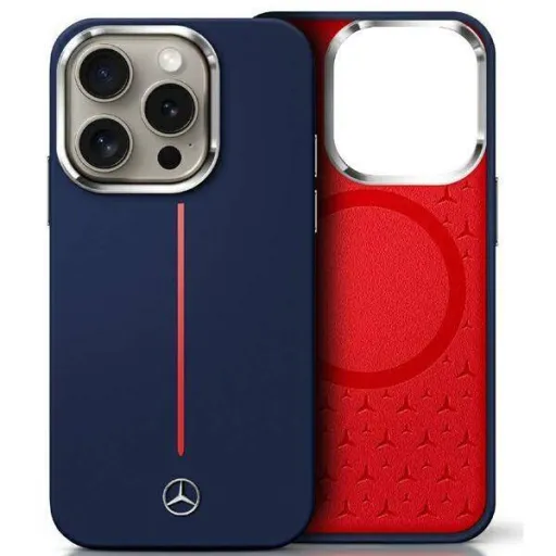 Eredeti tok IPHONE 16 PRO MAX Mercedes Hardcase Szilikon Piros Csík MagSafe (MEHMP16X23SUMRV) tok