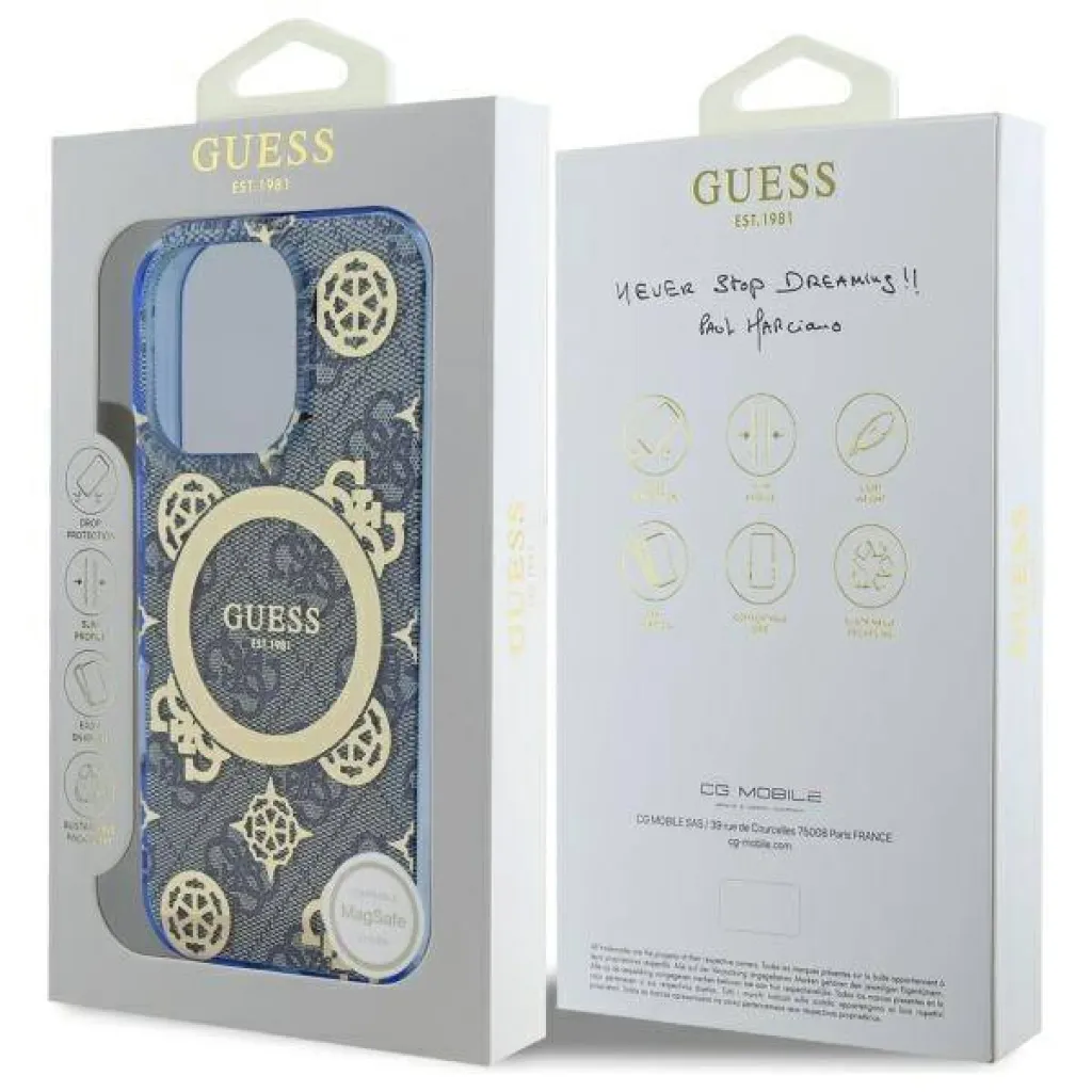  IPHONE 16 PRO MAX kék Guess Hardcase IML Peony On 4G Background MagSafe (GUHMP16XH4PYEEB) eredeti tok - 8