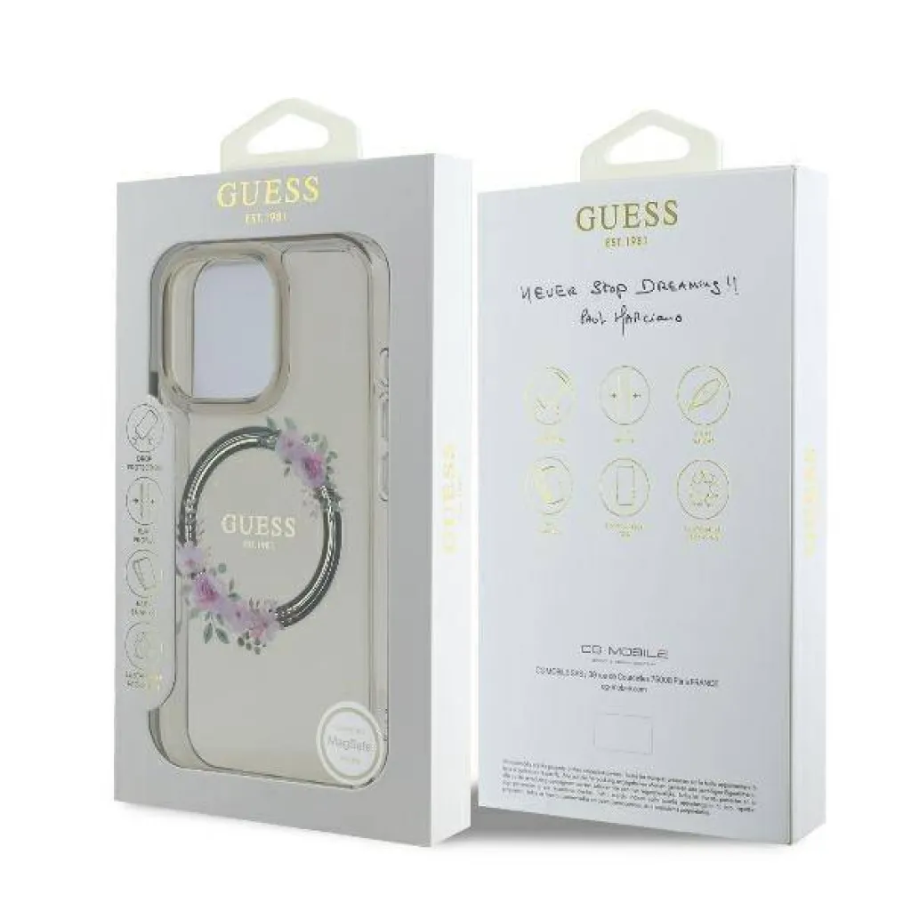  iPhone 16 Pro Max Fekete Guess Eredeti kemény tok IML Flowers Wreath MagSafe tok - 8