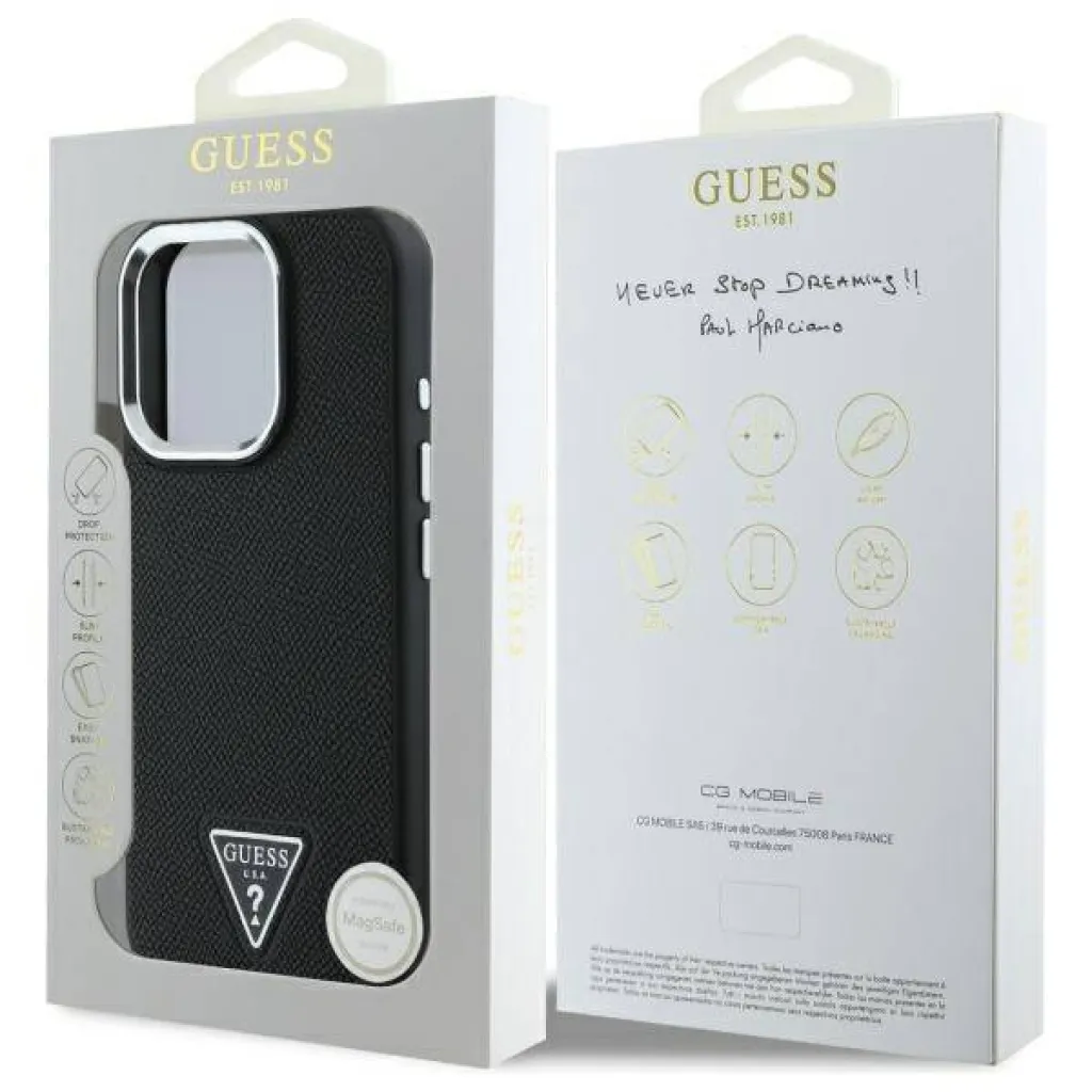  IPHONE 16 PRO MAX Guess Hardcase Grained Triangle MagSafe Eredeti fekete tok - 8