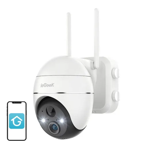 Wireless 3MP WiFi Outdoor Camera ieGeek ZS-GX1S white 5200mAh