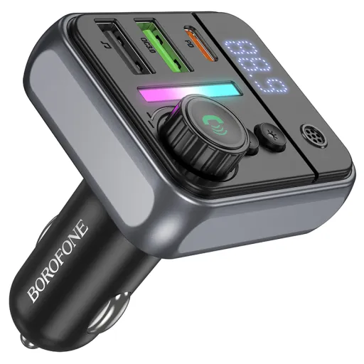 Borofone Transmitter FM BC50 Ascenso MP3, Bluetooth - 2xUSB + Type C - QC 3.0 PD 38W čierna