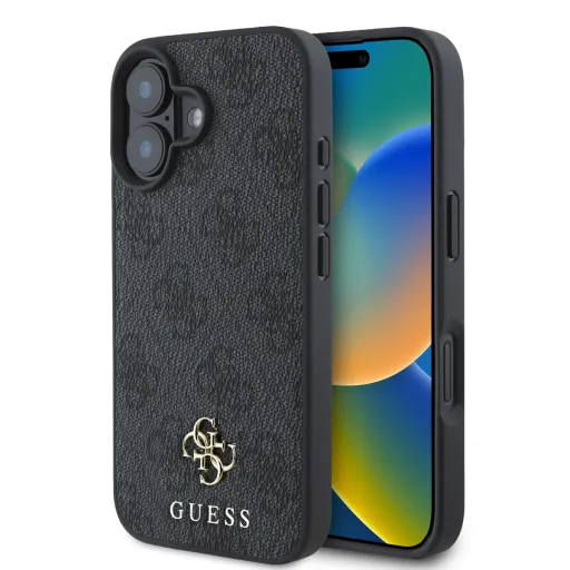 Guess PU 4G Small Metal Logo MagSafe tok iPhone 16-hoz, Szürke