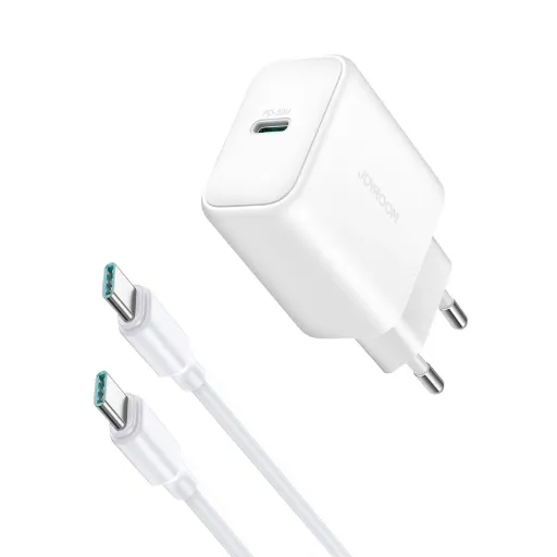 Joyroom JR-TCF24 USB-C PD 30W QC SFC hálózati töltő - fehér + 1m USB-C kábel