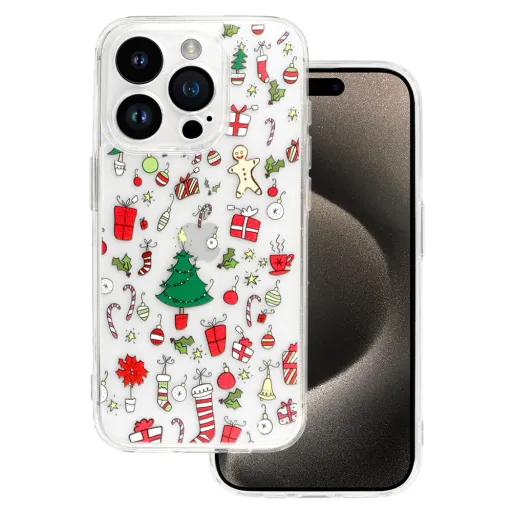 TEL PROTECT Karácsonyi Átlátszó Tok iPhone 16 Pro Design 2 tok