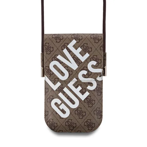 Guess PU 4G Big Love Logo Telefontáska Barna