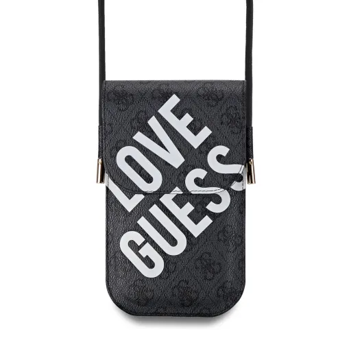 Guess PU 4G Big Love Logo Telefontartó Táska Fekete