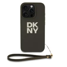 DKNY PU Bőr Stack Logo Csuklópántos iPhone 16 Pro Max tok Zöld