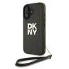 DKNY PU bőr Stack Logo csuklópántos tok iPhone 16 zöld, - 2. kép