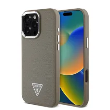 Guess PU Grained Triangle Logo tok iPhone 16 Pro Max barna