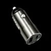 Rock autós töltő H20 - USB + Type C - 15W 3A sötétszürke - 0. kép