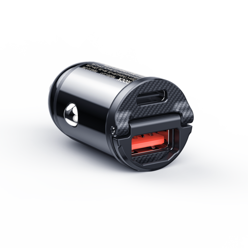 Rock autós töltő H18 Mini - USB + Type C - 30W 3A fekete