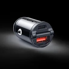 Rock autós töltő H18 Mini - USB + Type C - 30W 3A fekete