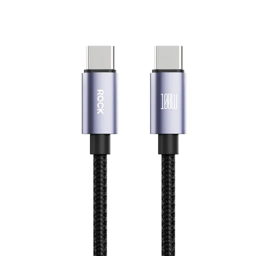 Rock Cable Deep Indigo Series fonott - Type C to Type C - PD 100W 1,2 méter fekete