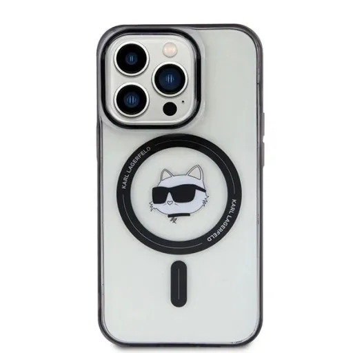 Karl Lagerfeld IML Choupette Fej MagSafe tok iPhone 15 Pro - átlátszó