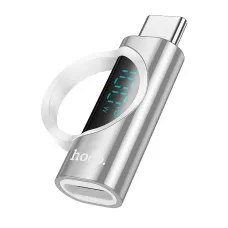 HOCO adapter Type C (férfi) - Type C (női) digitális kijelzővel 2,4A 100W UA32 ezüst