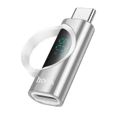HOCO adapter Type C (hím) - Lightning (női) digitális kijelzővel 3A 60W UA32A ezüst