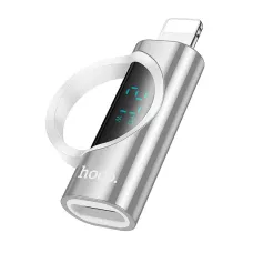 HOCO adapter Lightning (apa) - Type C (anya) digitális kijelzővel 2,4A 27W UA32B ezüst