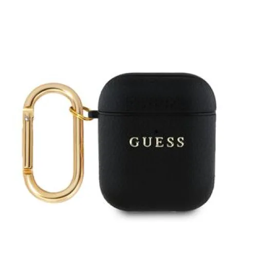 Guess PU Grained Classic Logo tok AirPods 1/2 Fekete