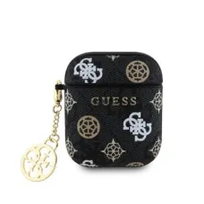 Guess PU 4G Peony Charm tok AirPods 1/2 Fekete