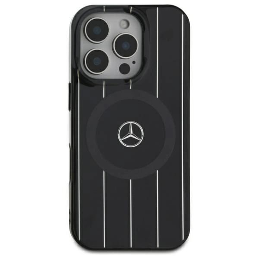 Mercedes MB Double Layer Crossed Lines MagSafe tok iPhone 16 - fekete Mercedes MB Double Layer Crossed Lines MagSafe tok iPhone 16 - fekete