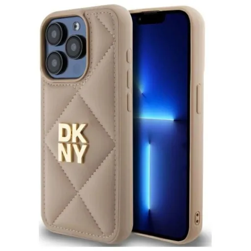 DKNY Quilted Stack Logo iPhone 15 Pro Max tok - Bézs