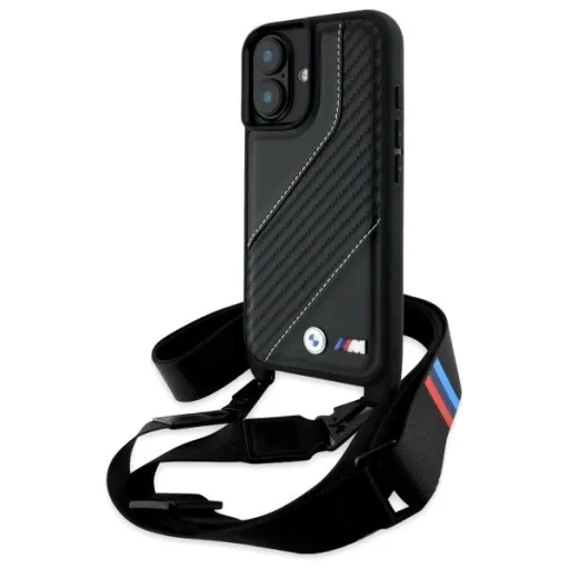 BMW M Edition Carbon Stripe & Strap iPhone 16 Plus tok - Fekete