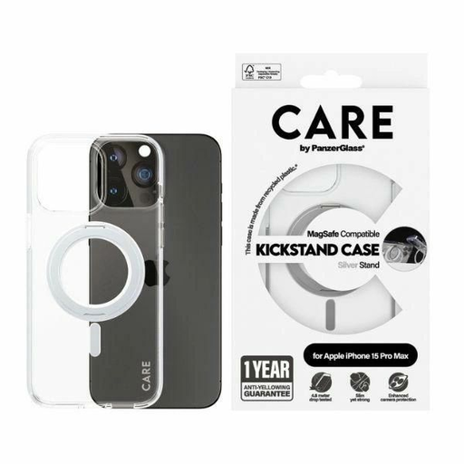 CARE by PanzerGlass Kitámasztható Tok MagSafe iPhone 15 Pro Max - ezüst CARE by PanzerGlass Kitámasztható Tok MagSafe iPhone 15 Pro Max - ezüst