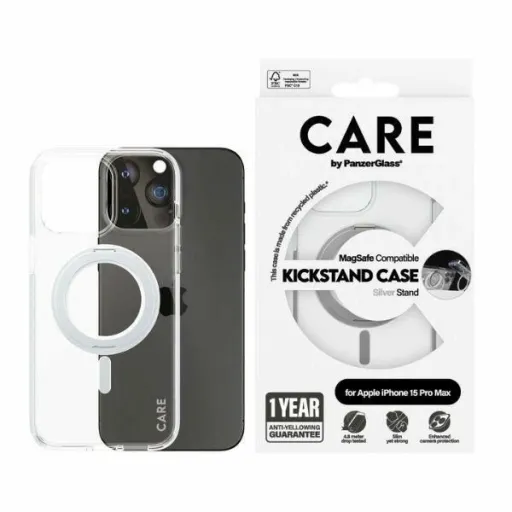 CARE by PanzerGlass Kitámasztható Tok MagSafe iPhone 15 Pro Max - ezüst