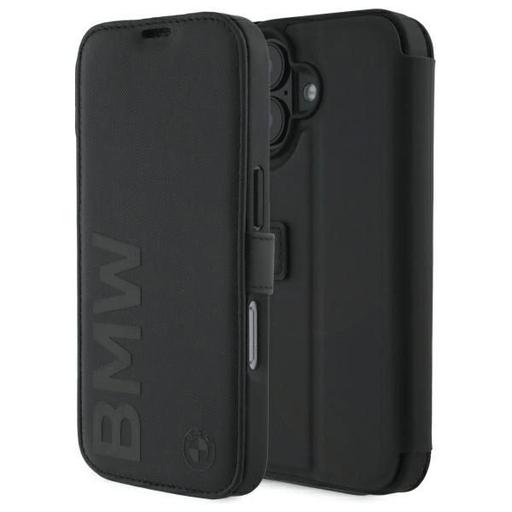 BMW Signature Leather Wordmark iPhone 16 tok - Fekete BMW Signature Leather Wordmark iPhone 16 tok - Fekete