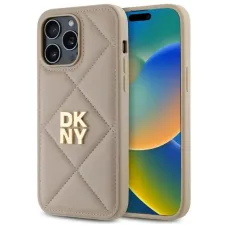 DKNY Quilted Stack Logo iPhone 14 Pro tok - Bézs