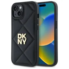 DKNY Quilted Stack Logo iPhone 14 tok - Fekete