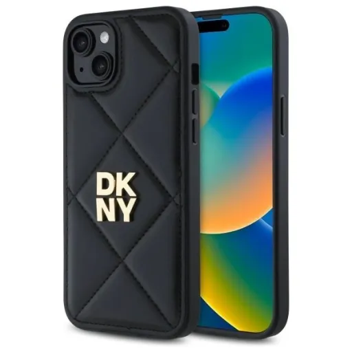 DKNY Párnázott Logó iPhone 15 Plus tok - Fekete