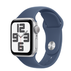 Apple Watch SE2 v3 GPS 40mm Ezüst Alumínium Tokkal és Farmer Sport Szíjjal - S/M