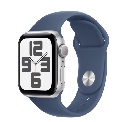 Apple Watch SE2 v3 GPS 40mm Ezüst Alumínium Tokkal és Farmer Sport Szíjjal - S/M