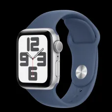 Apple Watch SE2 v3 GPS 40mm Ezüst Alumínium Tokkal és Farmer Sport Szíjjal - S/M