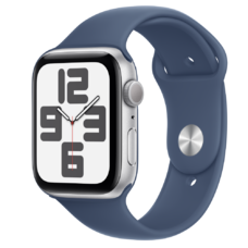 Apple Watch SE2 v3 GPS 44mm Ezüst Alumínium Tok Denim Sport Szíjjal - M/L
