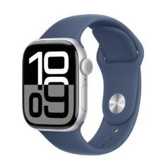 Apple Watch S10 GPS 42mm Ezüst Alumínium Tok Denim Sport Szíjjal - S/M