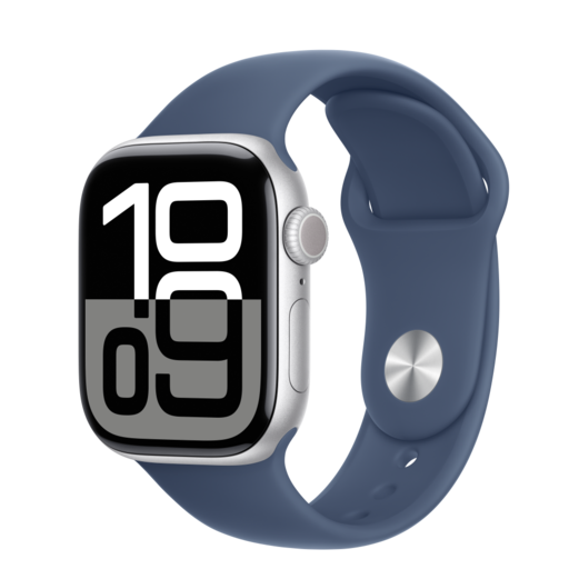 Apple Watch S10 GPS 42mm Ezüst Alumínium Tok Denim Sport Szíjjal - S/M