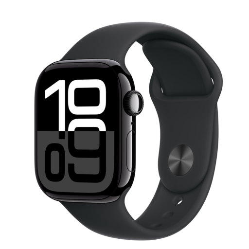 Apple Watch S10 GPS 42mm Éjfekete Alumínium Tok Fekete Sport Szíjjal - S/M