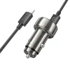 HOCO autós töltő USB A + Type C digitális kijelzővel + Type C – Lightning kábel PD QC3.0 3A 48W Z50 fém szürke - 0. kép