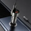 HOCO autós töltő USB A + Type C digitális kijelzővel + Type C – Lightning kábel PD QC3.0 3A 48W Z50 fém szürke - 1. kép