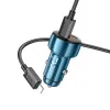 HOCO autós töltő USB A + Type C digitális kijelzővel + Type C - Lightning kábel PD QC3.0 3A 48W Z50 fém szürke - 1. kép