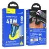 HOCO autós töltő USB A + Type C digitális kijelzővel + Type C - Lightning kábel PD QC3.0 3A 48W Z50 fém szürke - 3. kép