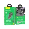 HOCO autós töltő USB A + Type C + Type C to Lightning kábel PD QC3.0 3A 30W Z53A fekete - 0. kép