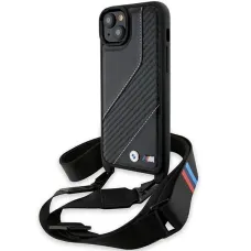 BMW M Edition Carbon Stripe & Strap tok iPhone 15 / 14 / 13 - fekete