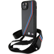 BMW M Edition Carbon Tricolor Lines & Pánthordozó tok iPhone 15 / 14 / 13 - fekete tok