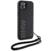 BMW Signature Leather Wordmark Cord iPhone 15 tok - Fekete - 1. kép
